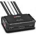 Lindy 2 Port DisplayPort 1.2, USB 2.0 & Audio Cable KVM Switch, KVM Switch (black)