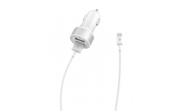 Devia Smart Series Dual USB Car Charger Suit with Lightning Cable (MFi)(2.4A,2USB) white