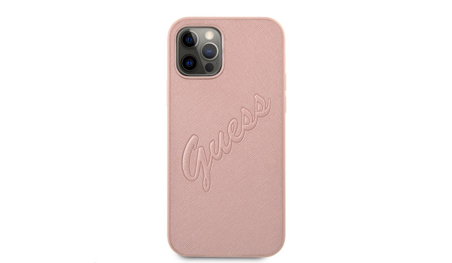 GUHCP12LRSAVSRG Guess PU Saffiano Vintage Script Case for iPhone 12 Pro Max Rose Gold