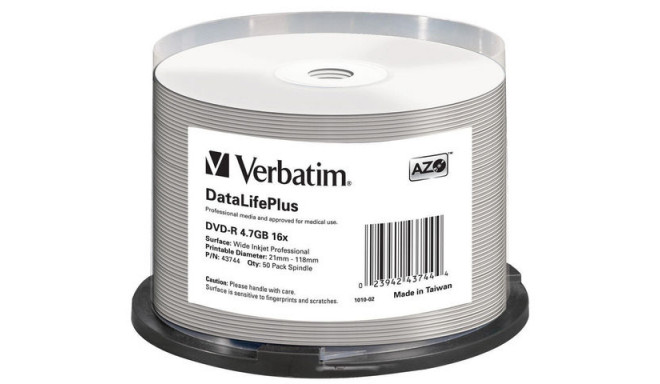 Verbatim DVD-R 4.7GB 16x AZO DL 50tk tornis