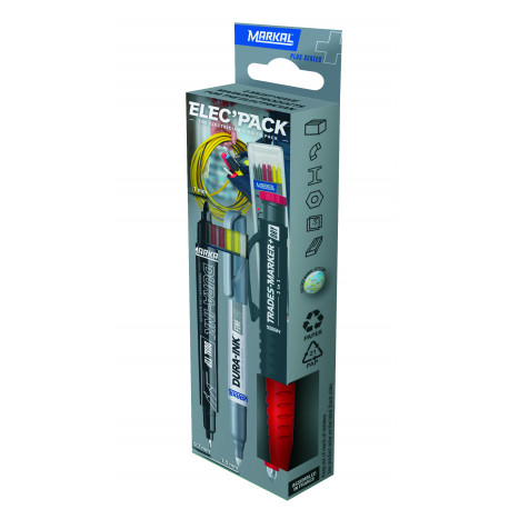 Markal komplekt elektrikutele – marking pencil and 2 paint markers, fine tip, industrial-grade durab