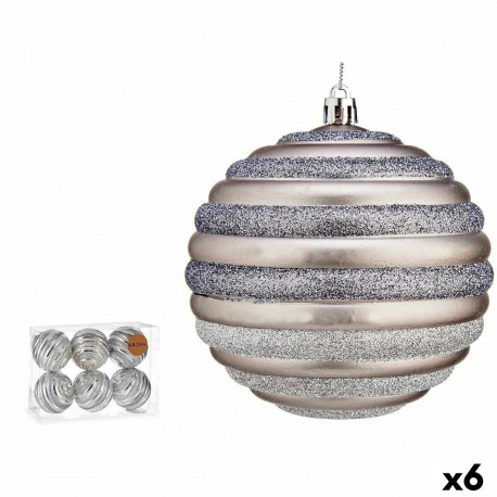Set of Christmas balls Krist+ 00876 00876 Silver Plastic Circles 10 cm (6 Units)