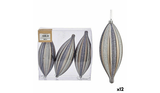 Jõuludekoratsioonide komplekt Krist+ 00906 00906 Hõbedane PVC Venitatud 3 x 3 x 18 cm 8,5 x 19 x 3 c