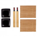 Sushi Set Black Ceramic Bamboo (6 Units)