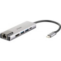 D-Link DUB-M520 USB-C hub with Ethernet and power delivery, USB hub (silver)