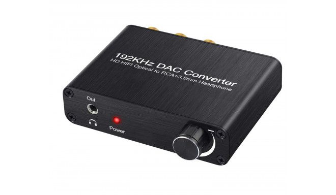 RoGer DAC 192kHz 24bit S/PDIF - RCA pārveidotājs ar austiņu izeju 3,5 mm / optiskais / koaksiālais
