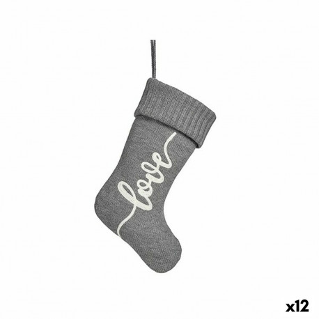Christmas bauble Krist+ FG09-PX21418B Love White Grey Cloth Christmas Stocking 28 x 4 x 46 cm (12 Un