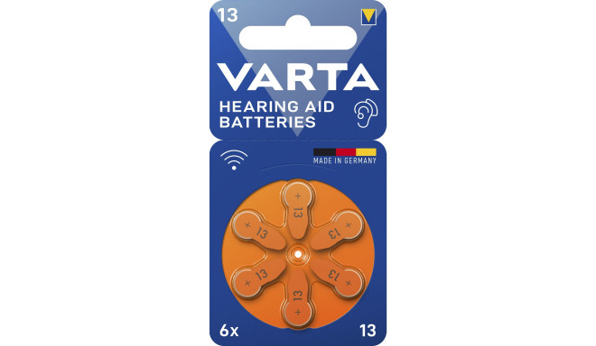 1x6 Varta Hearing Aid Batteries Type 13             24606101416