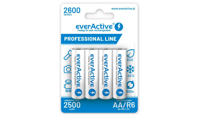 laetavad akud everActive Ni-MH R6 AA 2600 mAh Professional Line