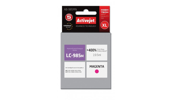 Activejet AB-985MN tindikassett (asendus Brother LC985M; Supreme; 19,5 ml; magenta)