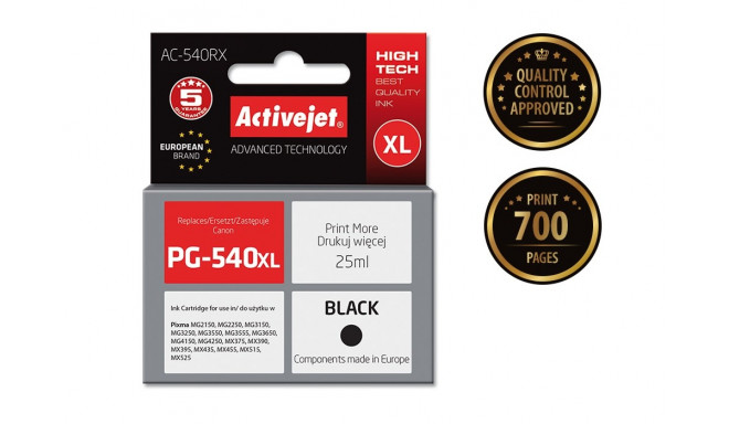 Activejet AC-540RX tindikassett (asendus Canon PG-540XL; premium; 25 ml; 700 lehte, must)