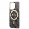 Guess set case + charger for iPhone 13 Pro 6,1" GUBPP13LH4EACSK black hard case 4G Print MagSafe