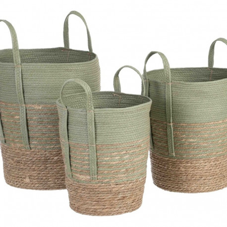 Korvide Komplekt 42 x 42 x 48 cm Mündiroheline Looduslik kiud (3 Tükid, osad)