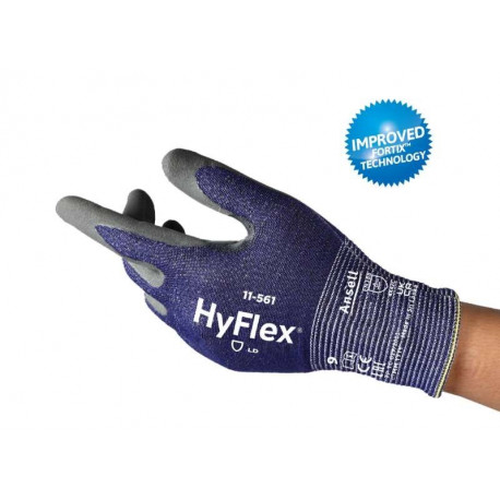 Ansell HyFlex® 11-561 cut-resistant work gloves – EN ISO cut level C, ultra-lightweight, palm-dipped