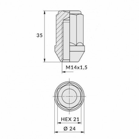 Rattamutter 14x1,50/35/21 kinnine