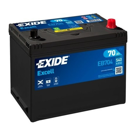 Exide Excell 70Ah 540A 266x172x223-+