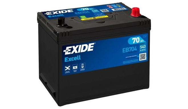 Exide Excell 70Ah 540A 266x172x223-+