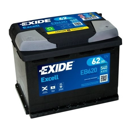 Exide Excell 62Ah 540A 242x175x190-+