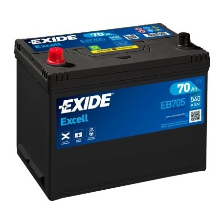 Exide Excell 70Ah 540A 266x172x223+-