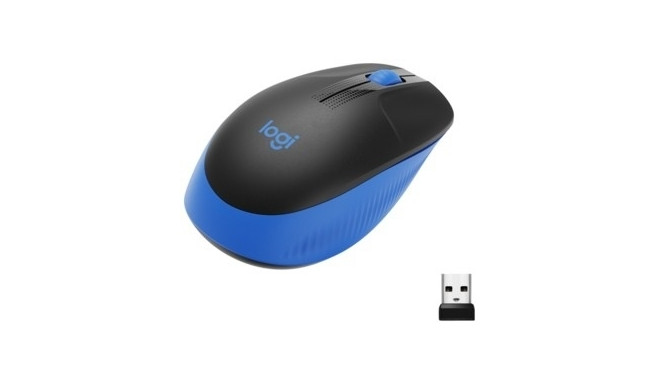 Logitech M190 Full-Size Wireless Mouse, RF Wireless, 1000 DPI, Blue