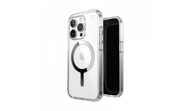 Speck Presidio Perfect-Clear MagSafe - Etui iPhone 15 Pro (Clear / Chrome Finish / Serene Silver)
