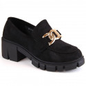 Vinceza W JAN250 suede high-heeled moccasin shoes, black (39)