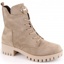 Insulated suede ankle boots with high heel and platform M.Daszyński W SAN22, beige (39)