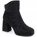 Suede ankle boots with a high heel and a platform, insulated M.Daszyński W SAN24A, black (38)