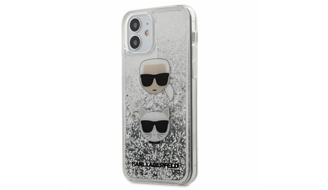 Karl Lagerfeld KLHCP12SKCGLSL Liquid Glitter 2 Heads Cover Чехол для Apple iPhone 12 Mini Серебряный