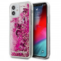 Karl Lagerfeld KLHCP12SROPI Liquid Glitter Charms ümbris Apple iPhone 12 Mini Roosa