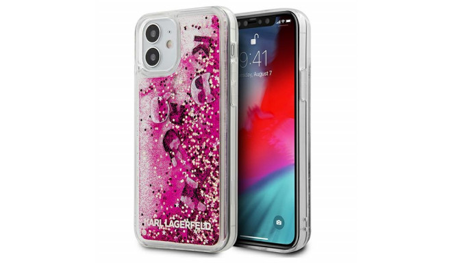 Karl Lagerfeld KLHCP12SROPI Liquid Glitter Charms Cover Silikona Aizsargapvalks Apple iPhone 12 Mini
