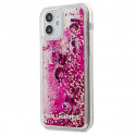 Karl Lagerfeld KLHCP12SROPI Liquid Glitter Charms ümbris Apple iPhone 12 Mini Roosa
