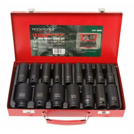 ROCKFORCE pikad löökpadrunid 6-k 16 tk 1/2" 10-36mm / kohver