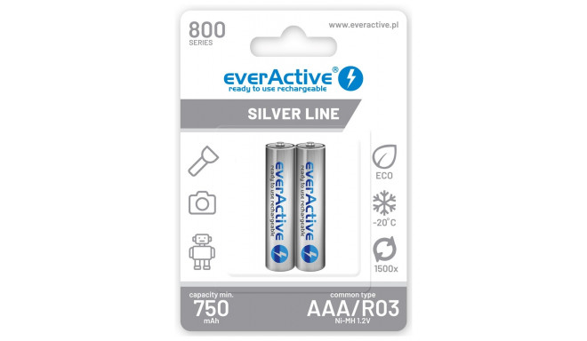 Rechargeable batteries everActive Ni-MH R03 AAA 800 mAh Silver Line - 2 pieces