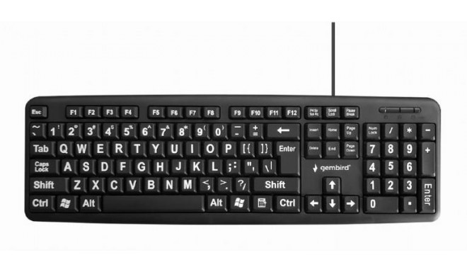 KEYBOARD STANDART USB ENG BIG/LETT. BLACK KB-US-103 GEMBIRD