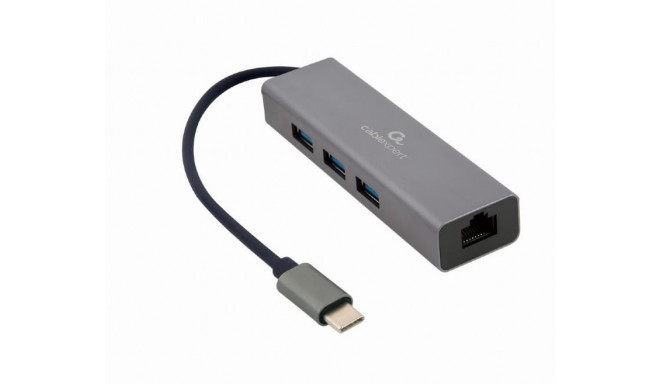 Gembird USB hub USB-C - RJ45/3xUSB (A-CMU3-LAN-01)