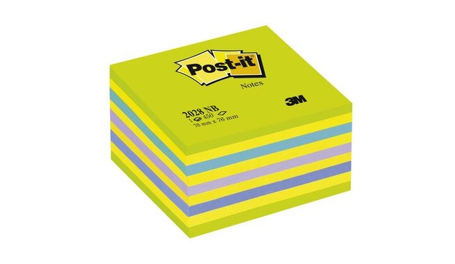 Märkmepaber iseliimuv POST-IT, 76x76mm, märkmekuup 450 lehte, sinised-rohelised toonid