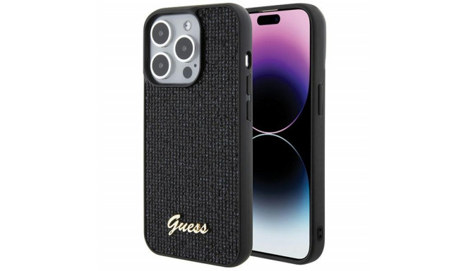 Guess case for iPhone 15 Pro 6,1" GUHCP15LPMSDGSK black HC PU Disco Script Metal