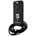Karl Lagerfeld case for iPhone 15 Pro 6,1" KLHCP15LSASKNPSK black HC Saffiano Ikonik Metal Pin Monog