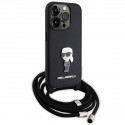 Karl Lagerfeld case for iPhone 15 Pro 6,1" KLHCP15LSASKNPSK black HC Saffiano Ikonik Metal Pin Monog