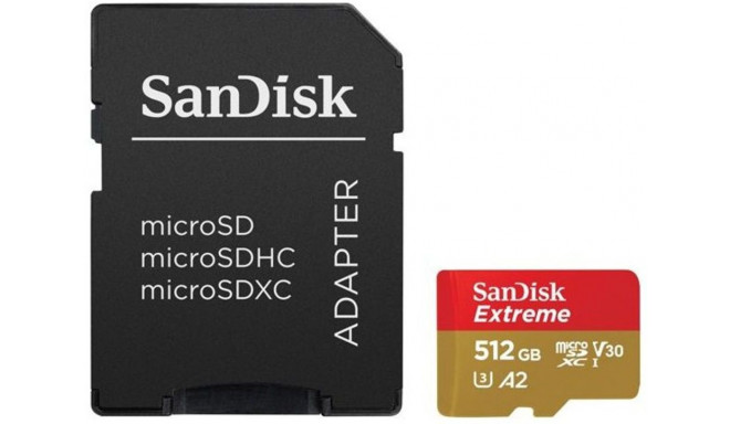 Sandisk mälukaart microSDXC 512GB Extreme + adapter