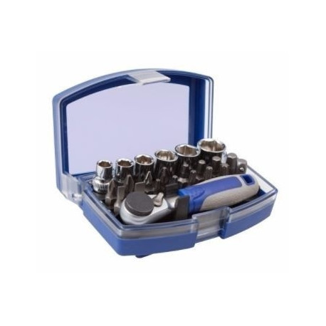 Sockets 6-13mm and bits set 1/4" 23 pcs PH1/2, PZ1/2, HEX 3/4/5/6, Torx T10/15/20/25/30, SL 4/6 Irim