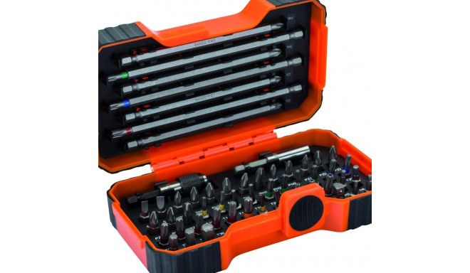 BAHCO bit set 1/4" 54 pcs colour coded with 2 adaptors PH,PH2G,PZ,SL,Hex,TORX,TORX TR,R 25mm 45pcs, 