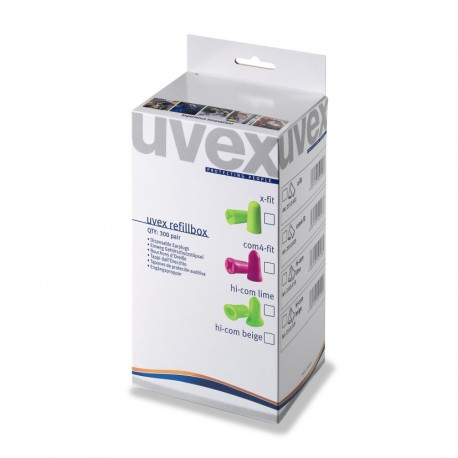 UVEX X-FIT kõrvatropid ilma juhtmeta täitekarbita Uvexi jaoturile, 300 paari. SNR 37 dB