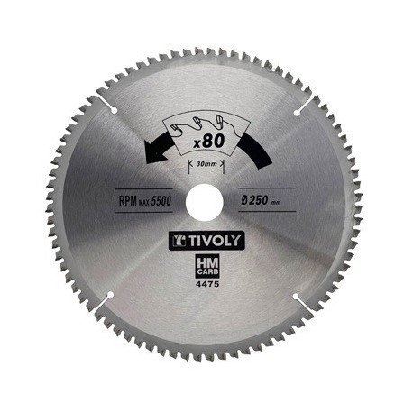 Circular saw blade Tivoly 250x30mm, z80, 3°, for hard wood