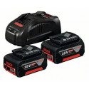 Akumuliatoriai + pakrovėjas Bosch GBA 18V / 2x5.0Ah + GAL 1880 CV