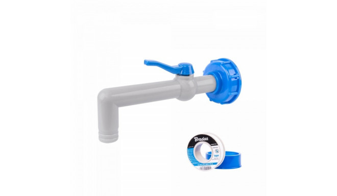 Komplekt - PP 90° kraan IBCS60x6 adapteriga 19 mm vooliku jaoks PTFE lindiga