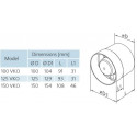 Ištraukiklis VKO 100mm - 105m³/h 14W - Winflex