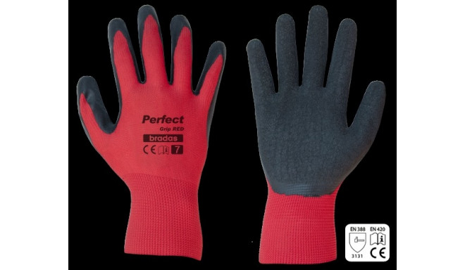 Apsauginės pirštinės Bradas Perfect Grip Red, lateksas, dydis 9