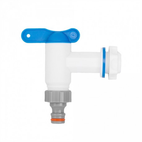 PP tap with GZ 3/4 "inlet, GZ 3/4" outlet + nipple - white